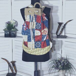 Paul Brent Beach cotton backpack floral print red blue tan anchor sailboat ocean